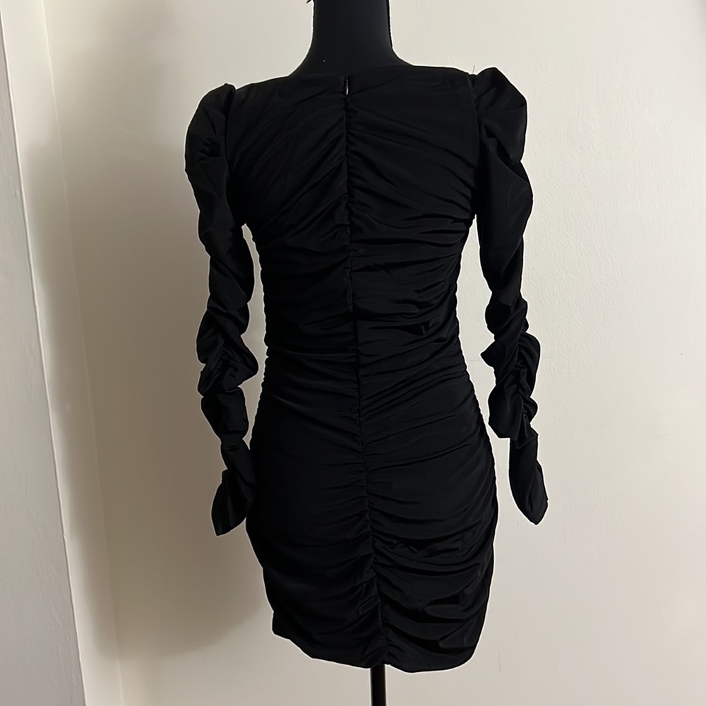 🆕H&M Black Ruched Dress - Size: S - Picture 3 of 7